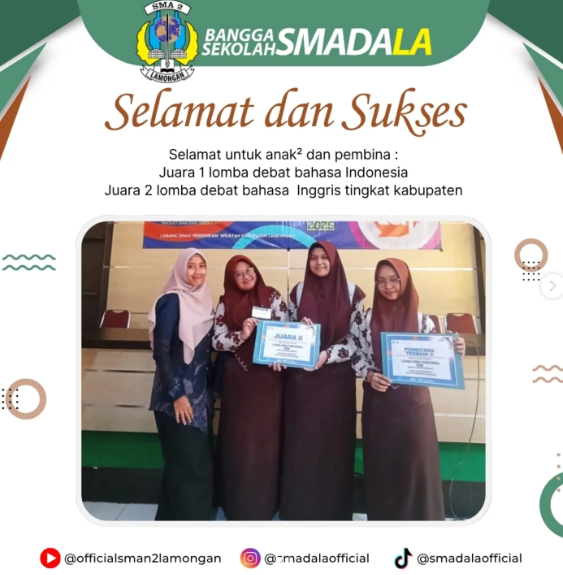 Juara 1 lomba Debat Bahasa Indonesia dan Juara 2 Lomba Debat Bahasa Inggis